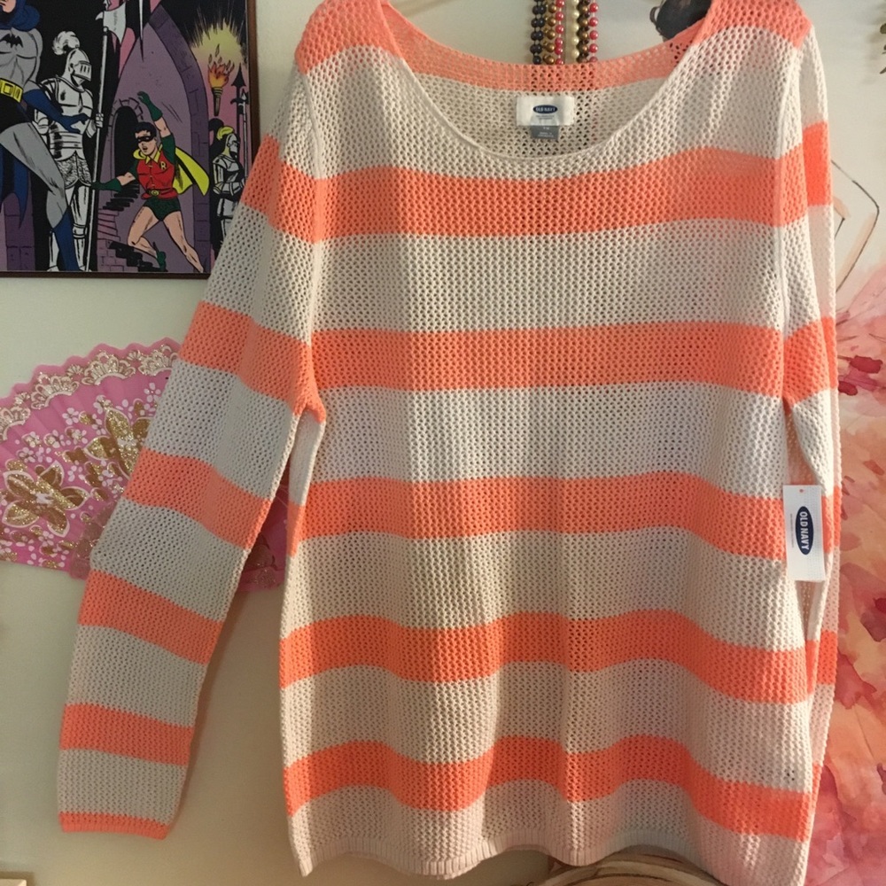 NWT Pink and white striped Old Navy sweater XL